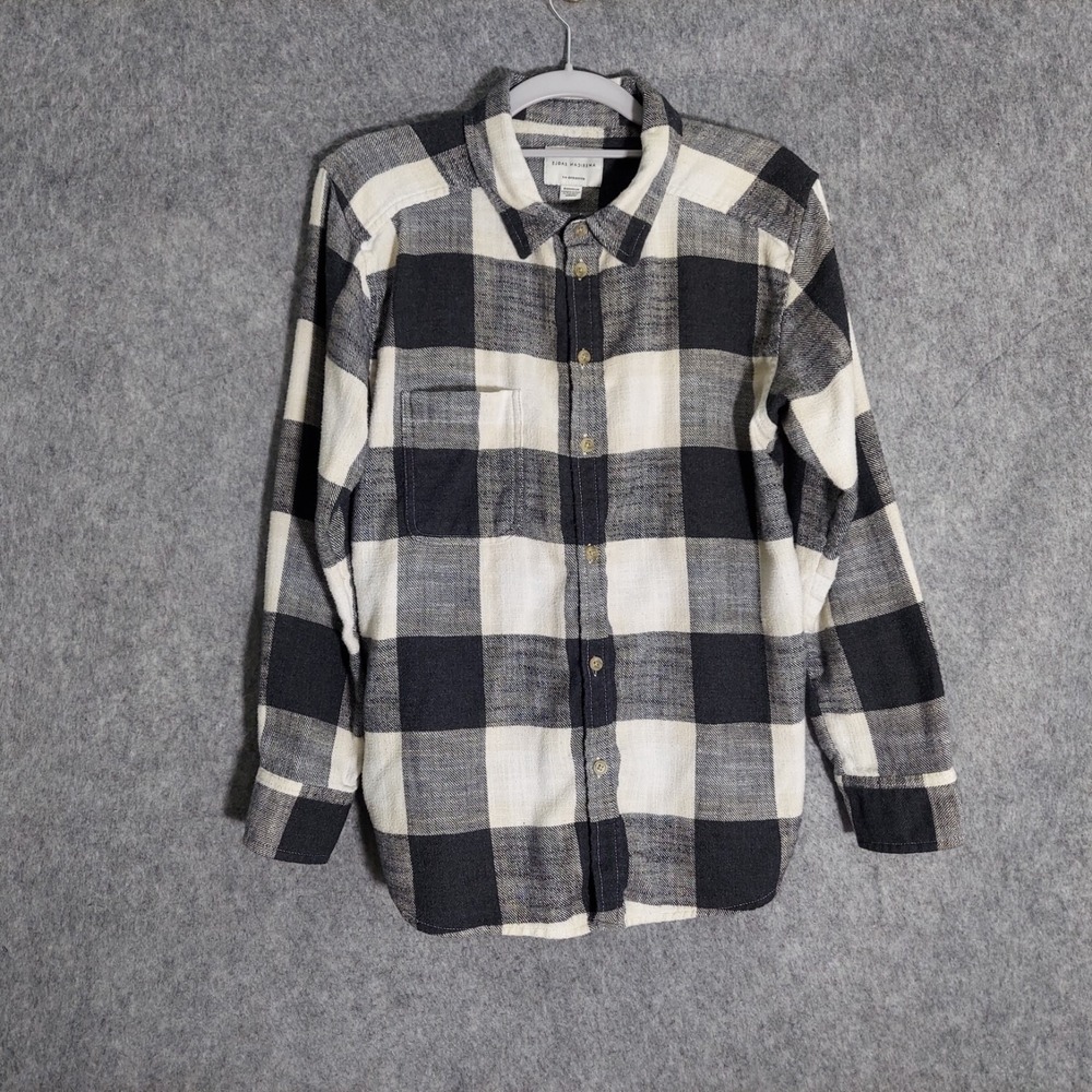 American Eagle Women Shirt XS Black Buffalo Plaid Flannel Western Cabin Grunge